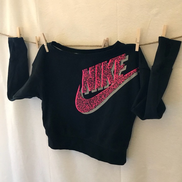 Nike Other - Nike black pink print crop sweater